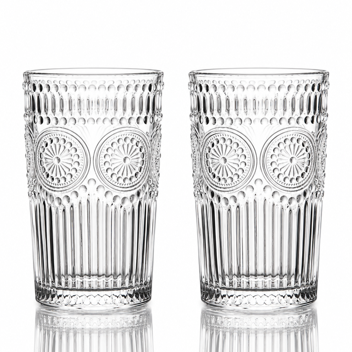 Floral Embossed Hobnail 12.5oz - Set of 4