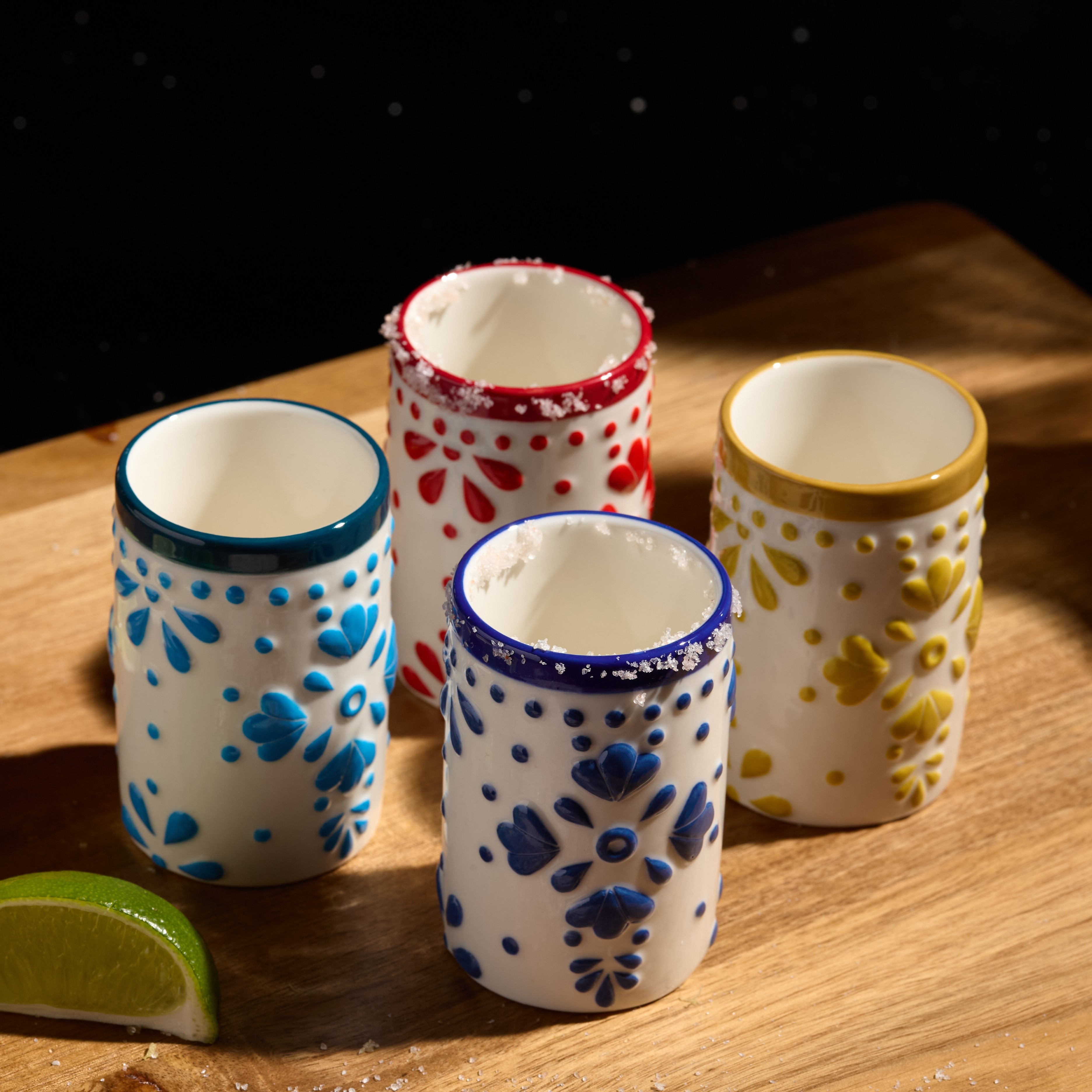 Talavera Floral Ceramic Shot Glasses (3oz)