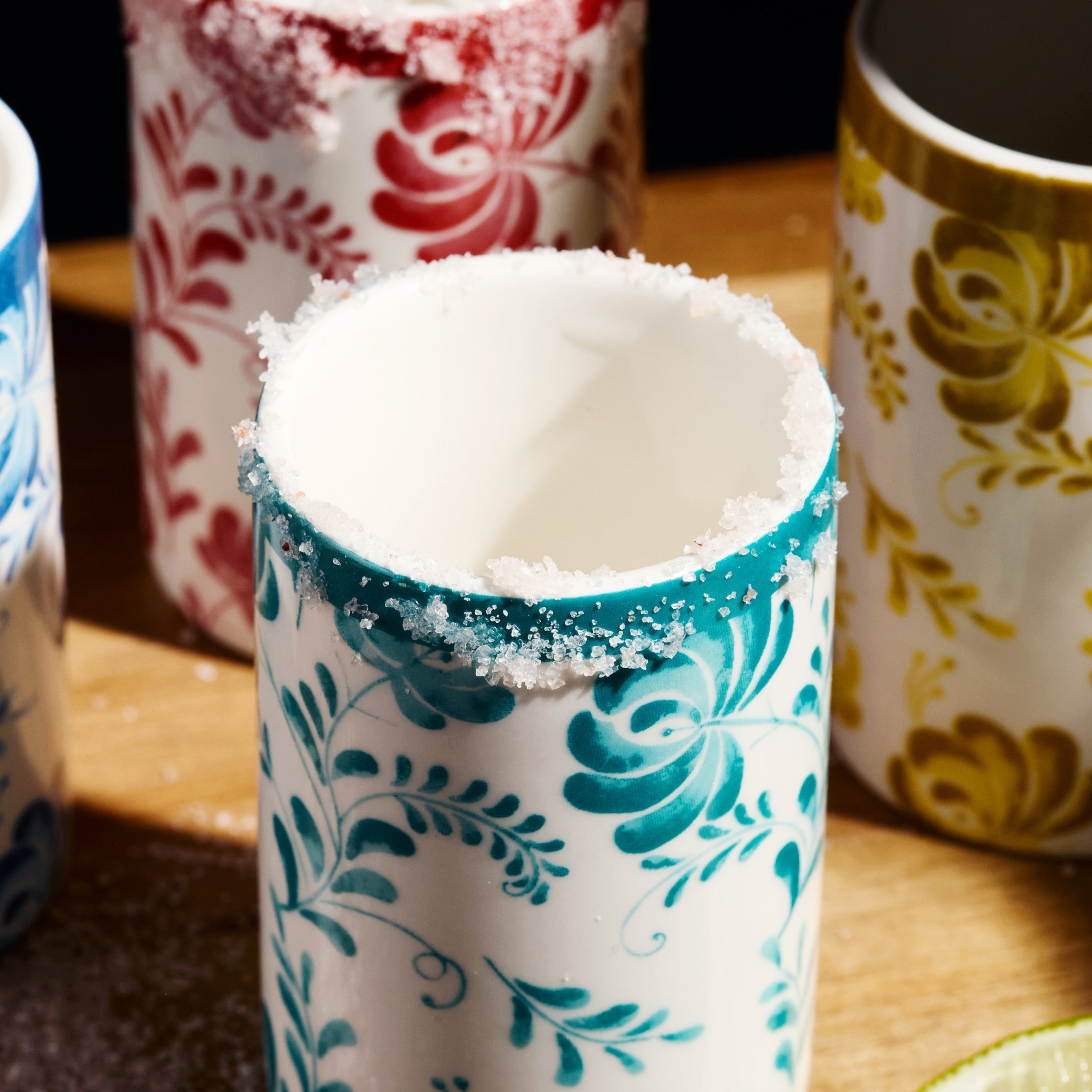 Azulejo Floral Ceramic Shot Glasses (3oz)