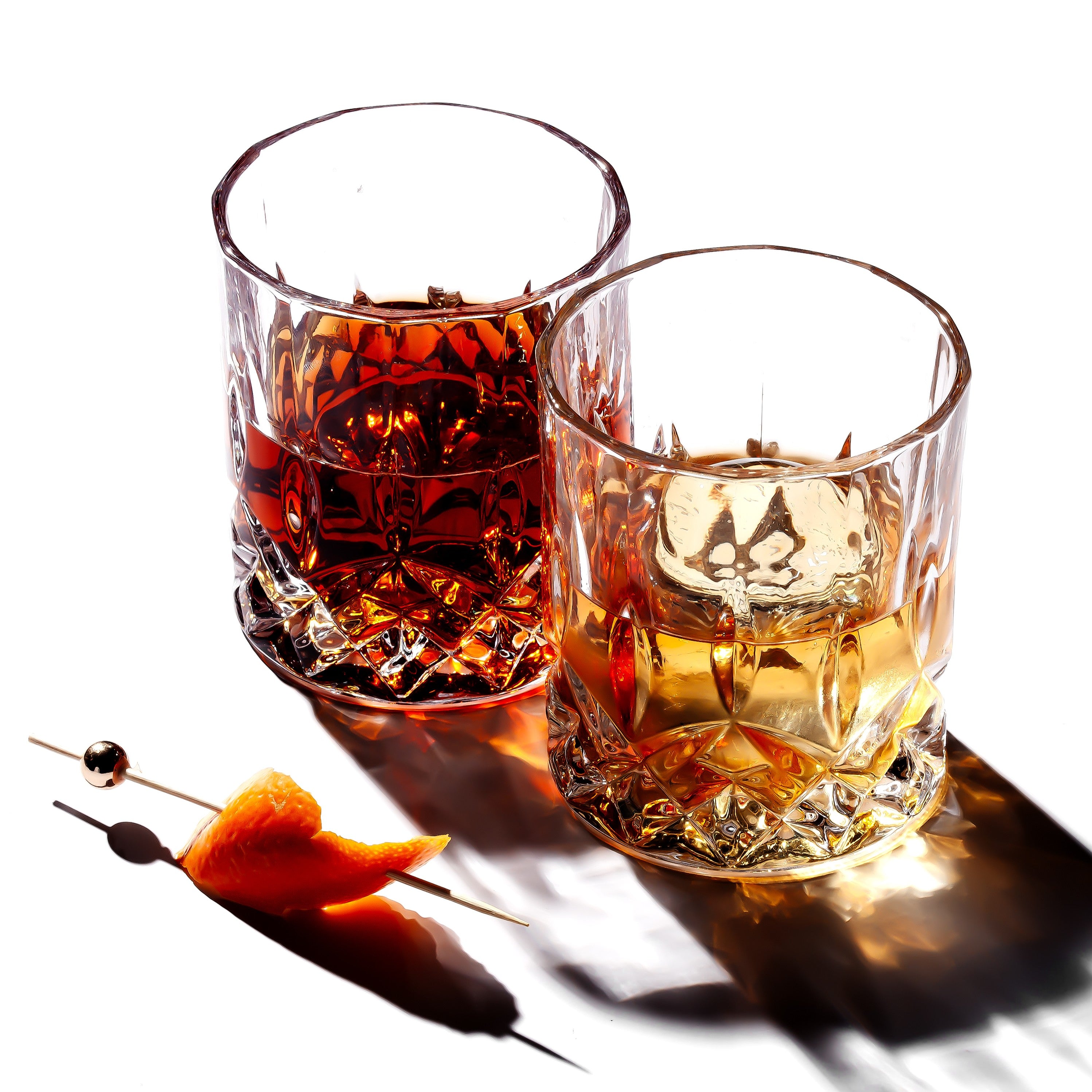 Crystal Cut Old Fashioned Whiskey Glasses (10oz)