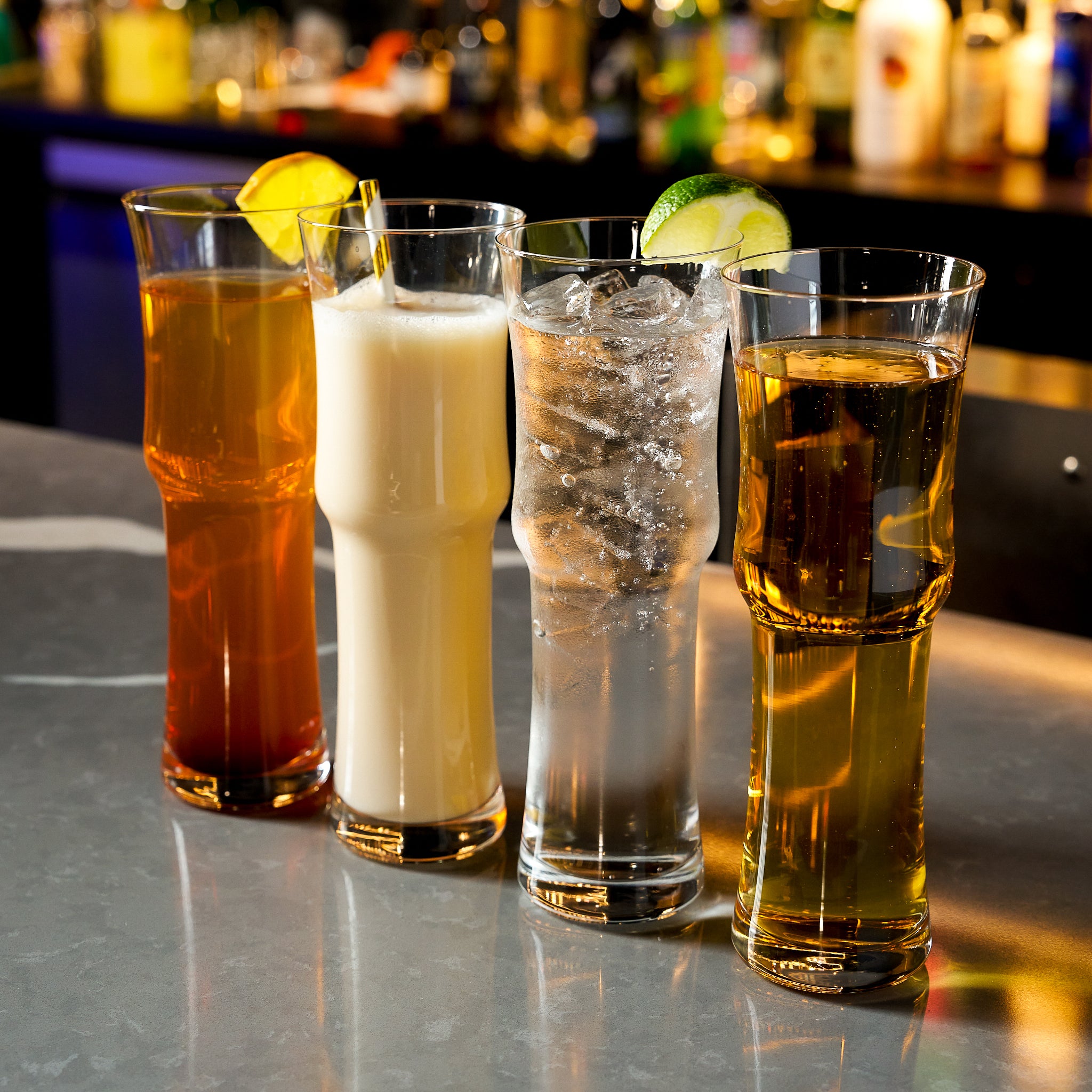 Tall Napoli Hurricane Cocktail Glasses - Handcrafted Cocktail Glass Set (15oz)