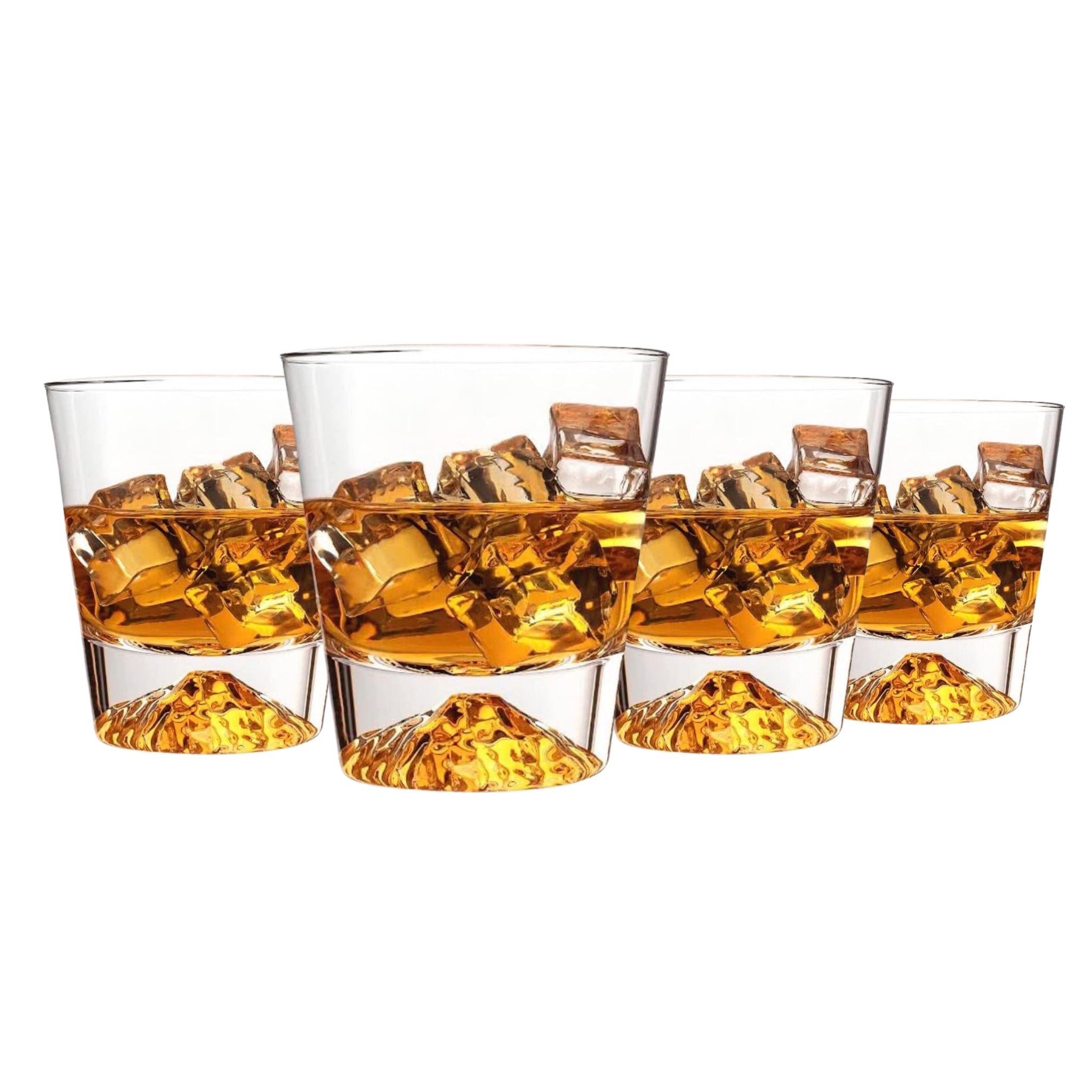 Whiskey Glasses Crystal Clear Gold Heavy Base Bourbon - Set of 4