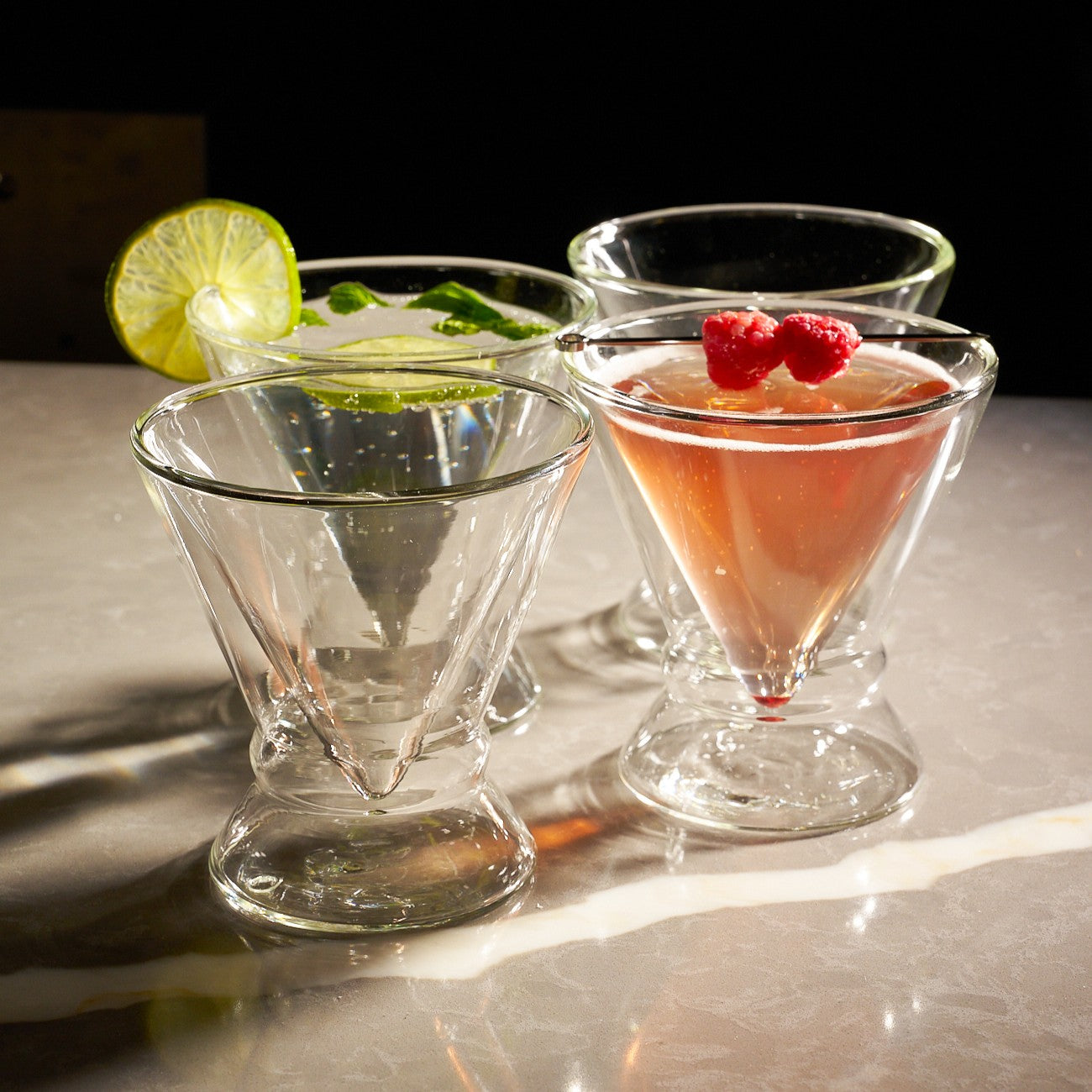 Double-Walled Stemless Martini Glasses - 8oz