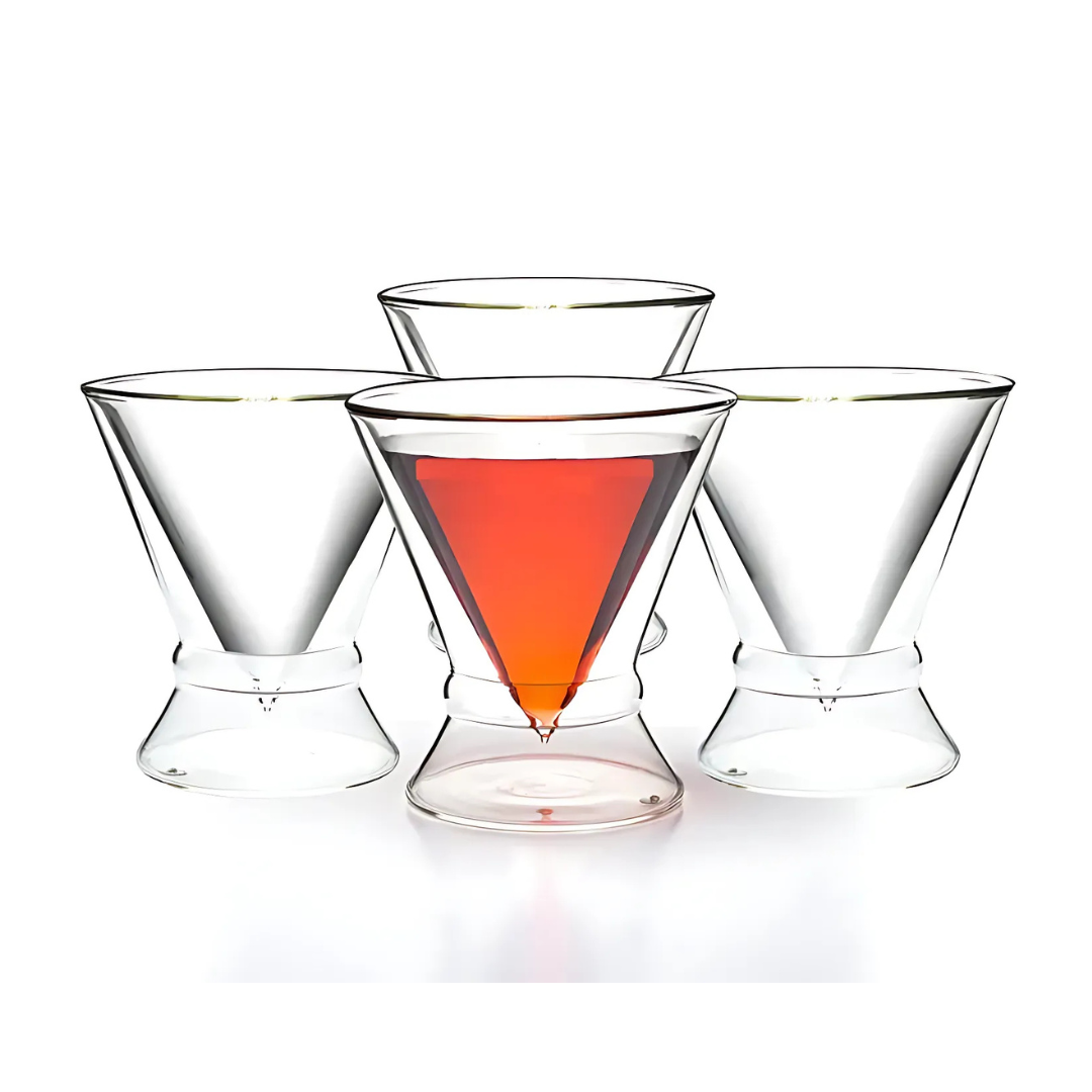 Double-Walled Stemless Martini Glasses - Set of 2/Set of 4 - 8oz