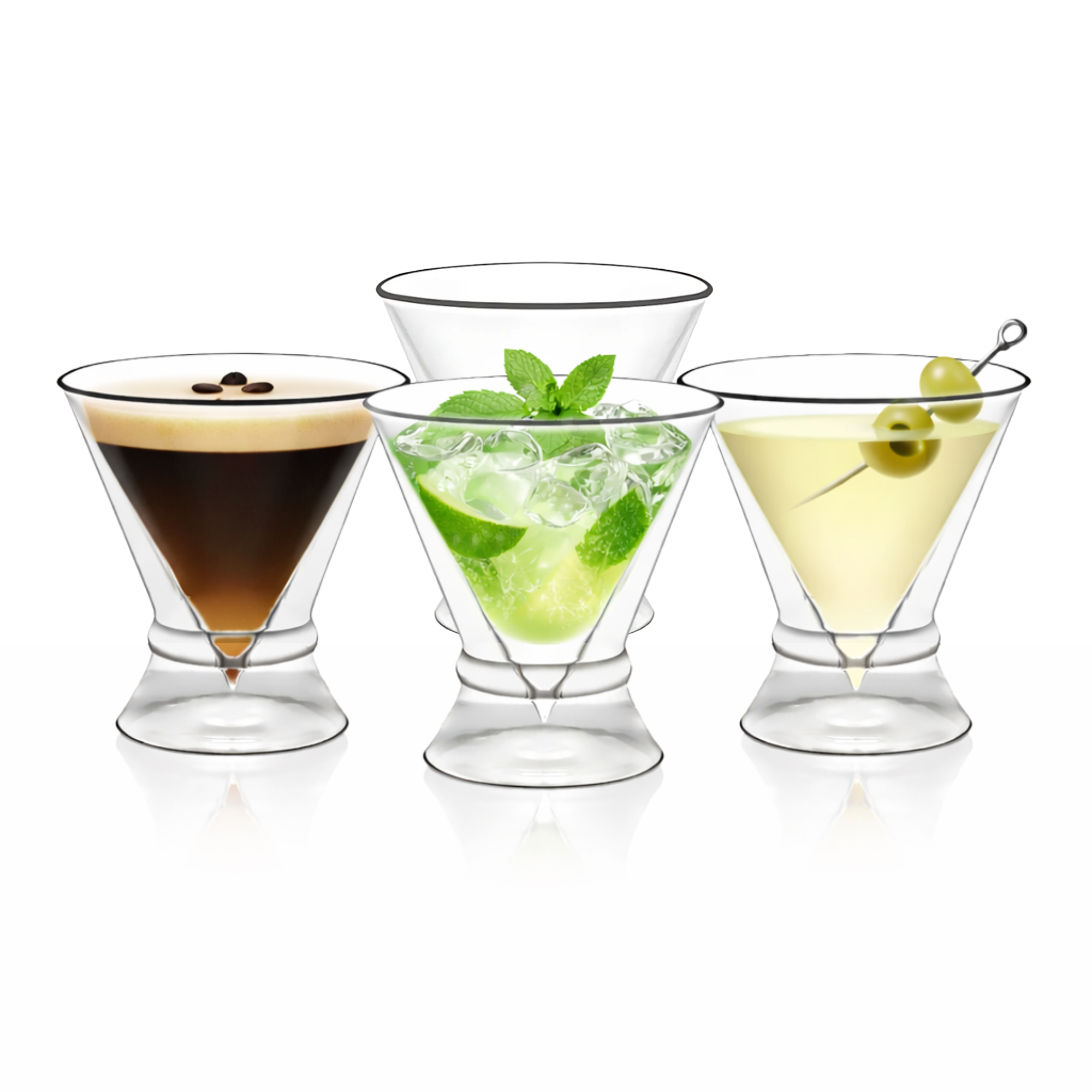 Double-Walled Stemless Martini Glasses - 8oz