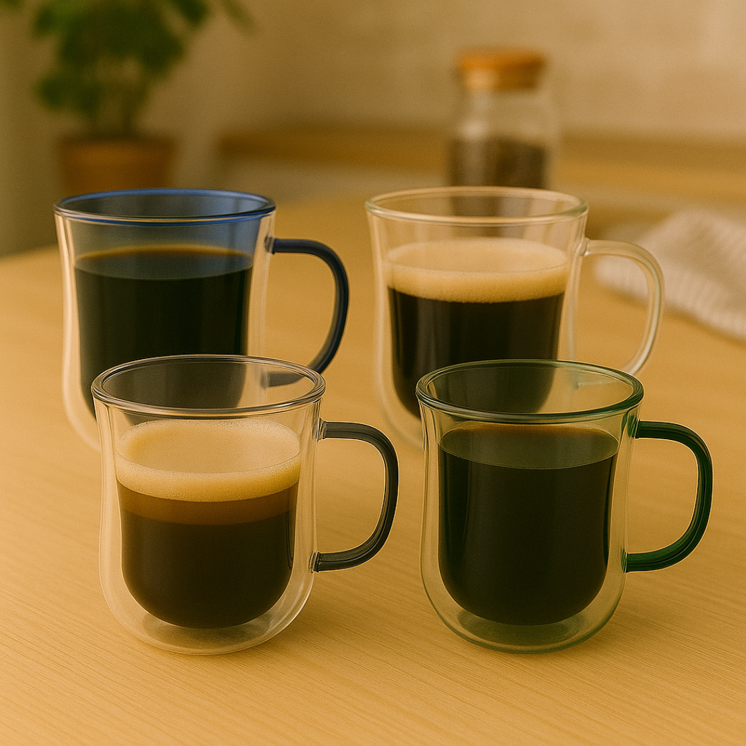 Double Walled Colored Coffee Mug Set - 10oz (Set of 2 or 4)