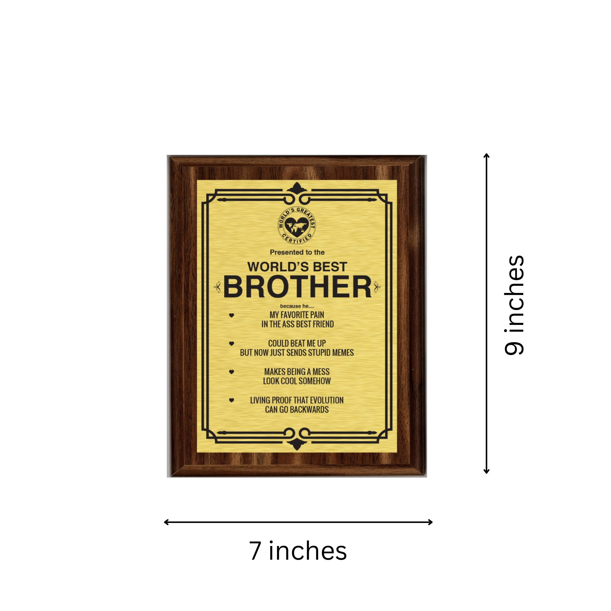 LEMONSODA Engraving Worlds Greatest Plaques (Best Brother in The World, Gold)