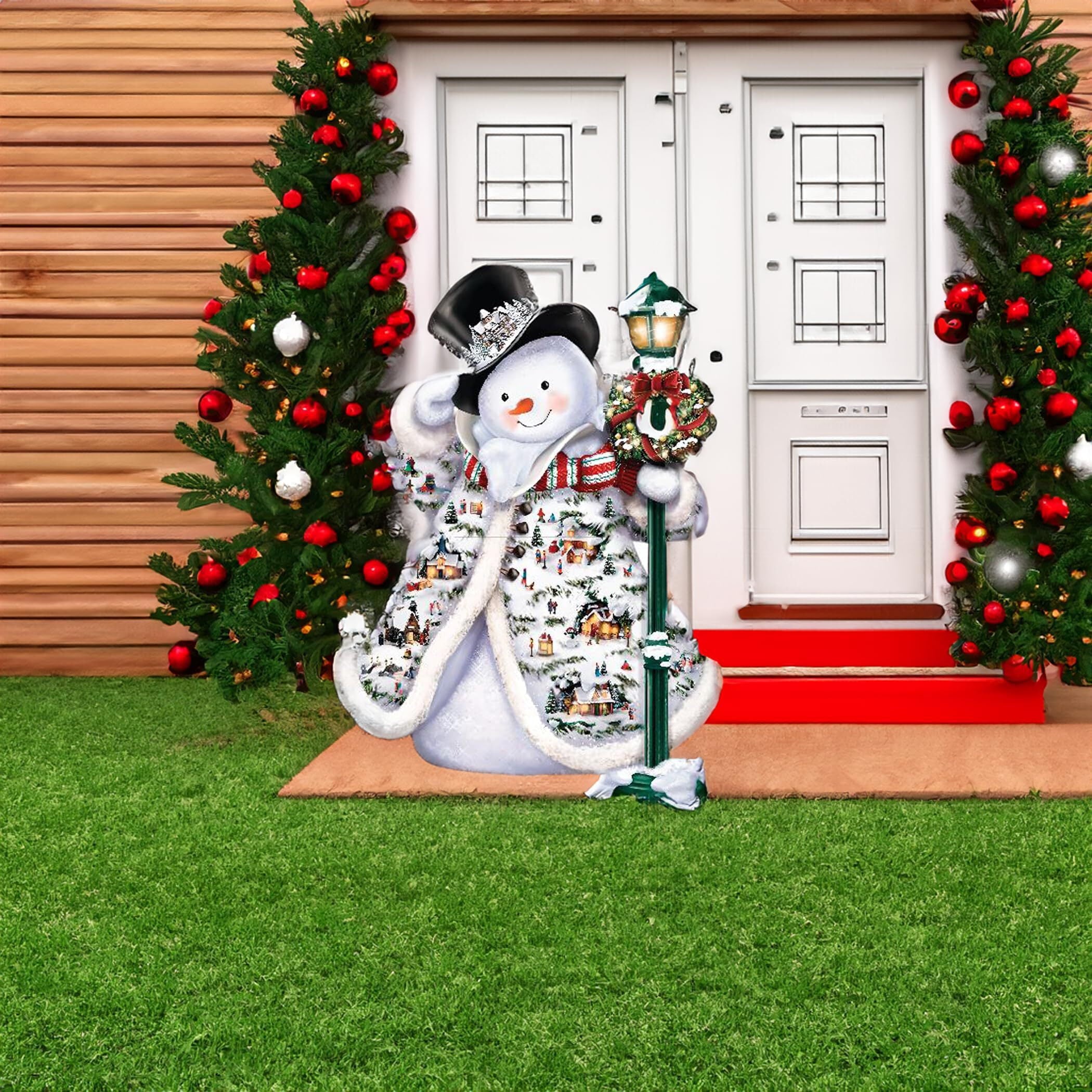 aahs!! Engraving Christmas Life Size Cardboard Cut Stand up (Snowman with Lamp) - Lemonsoda