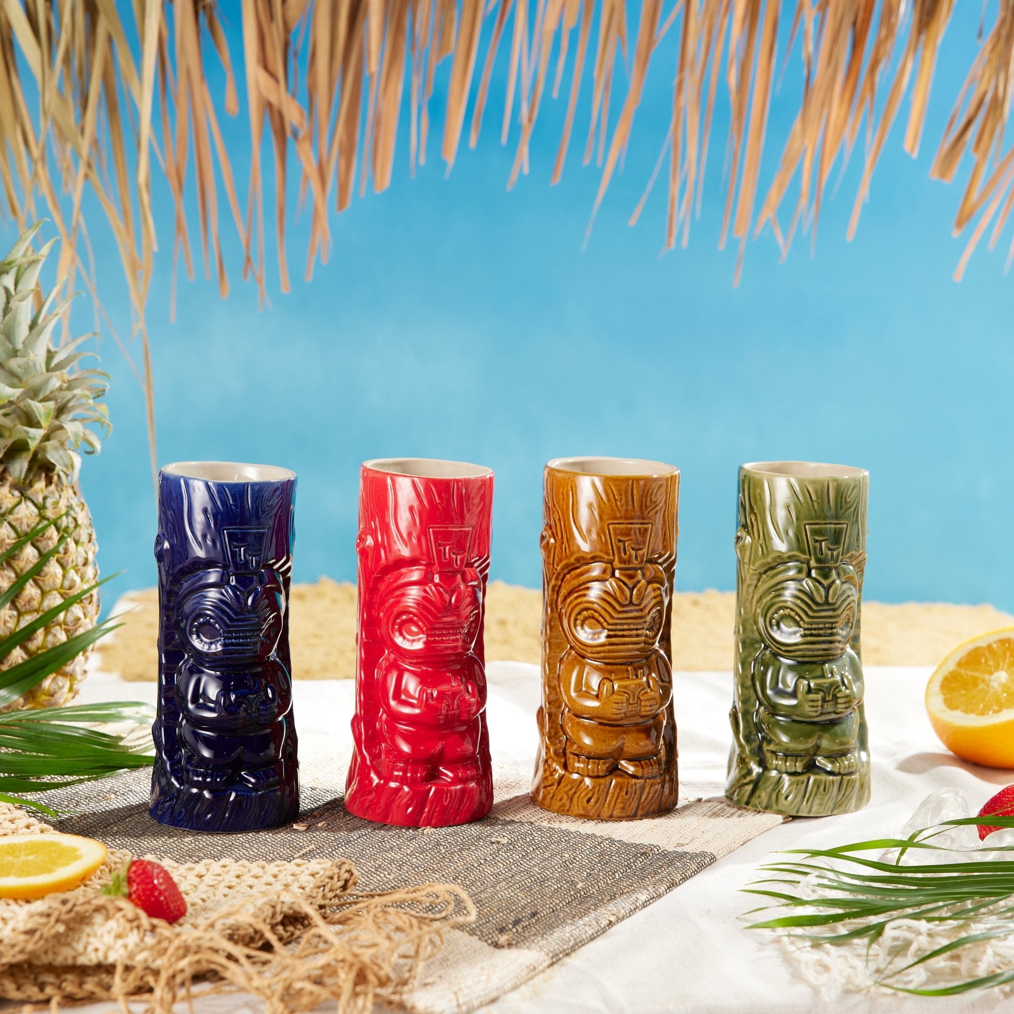 Colorful Ceramic Tiki Cocktail Mugs