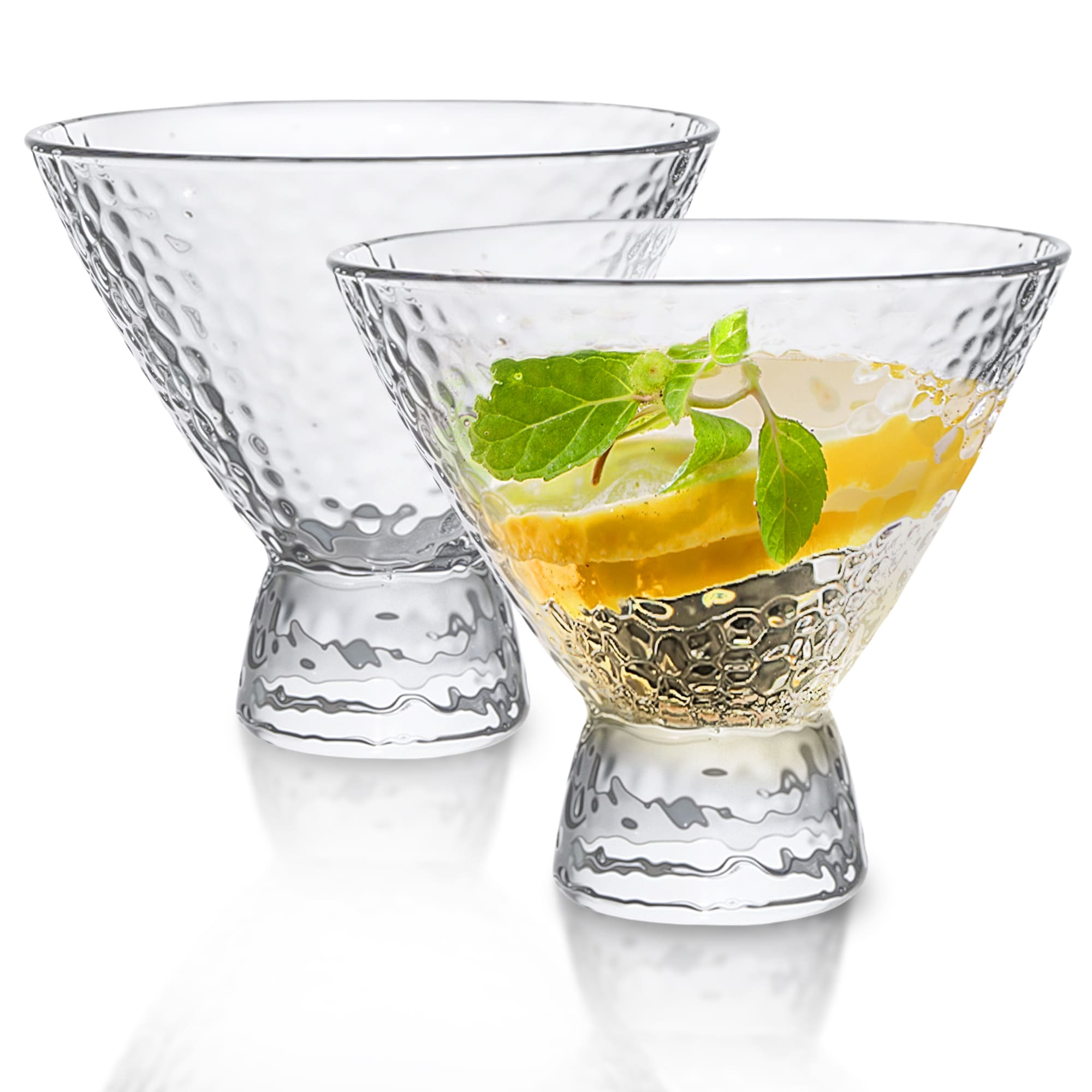 Clear Hammered Cocktail Martini Glasses - 8.5oz (Set of 2,4, or 6)