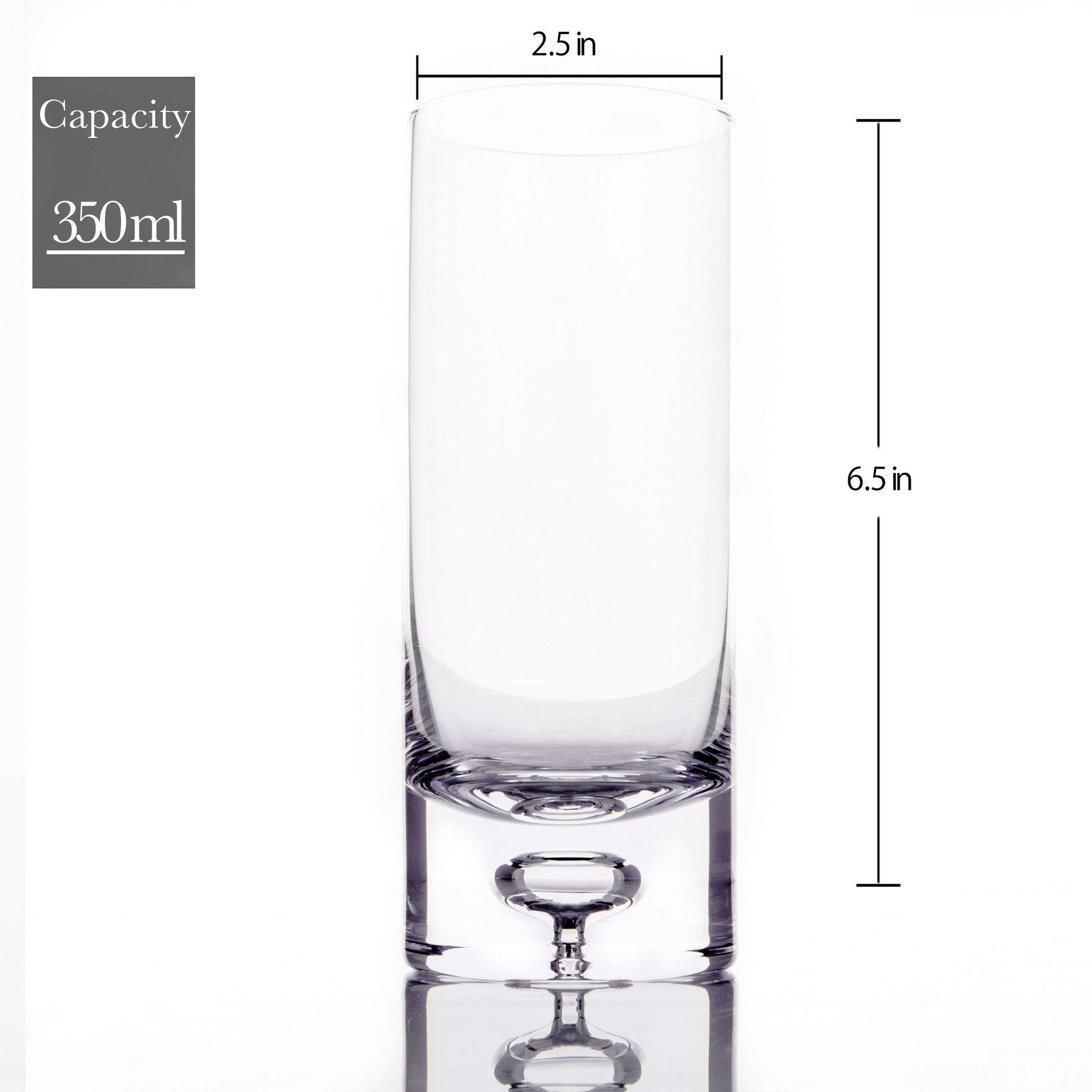Crystal Bubble Base Collins Glass Highball Tumbler - Set of 4 