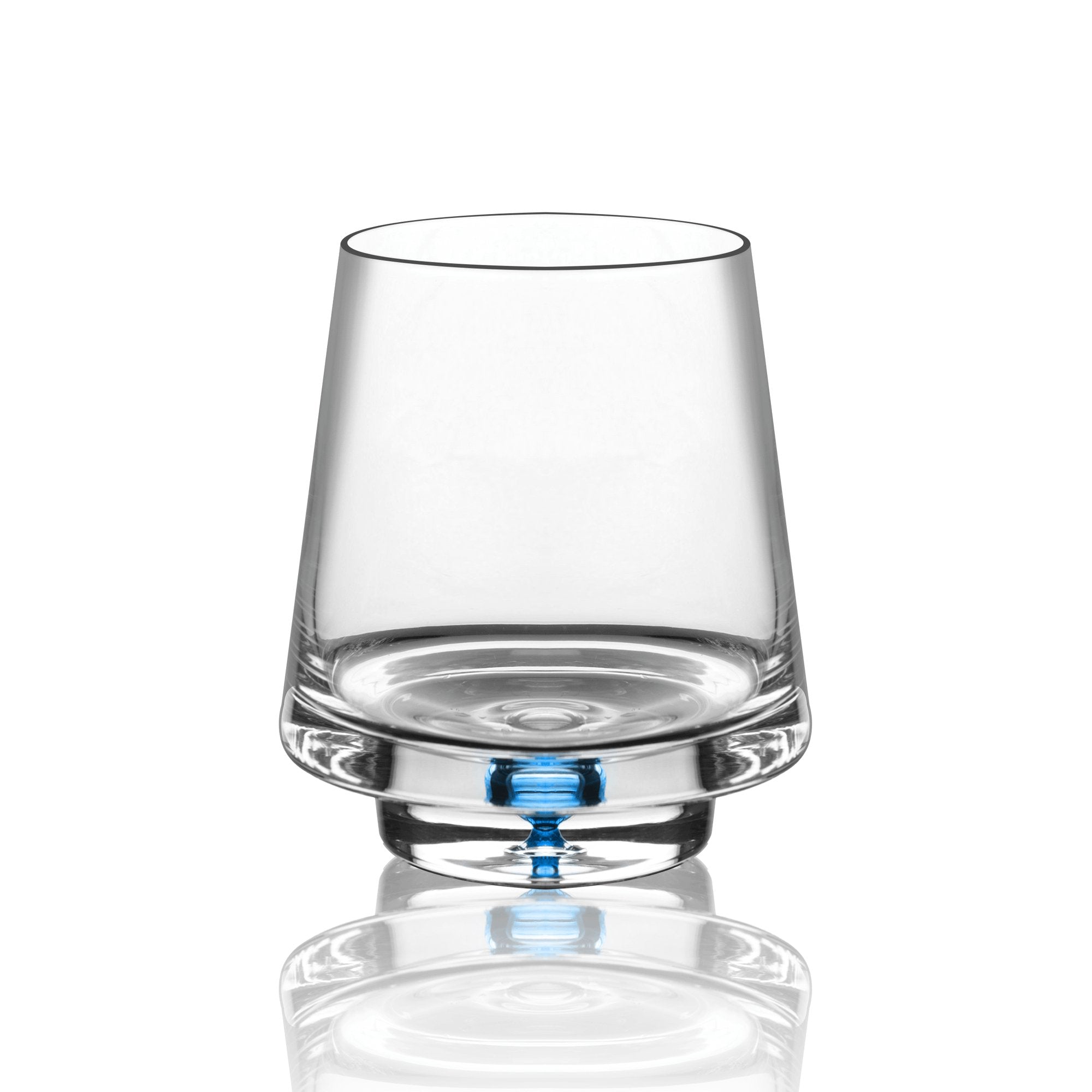 Crystal Bubble Base Whiskey Glass - Blue