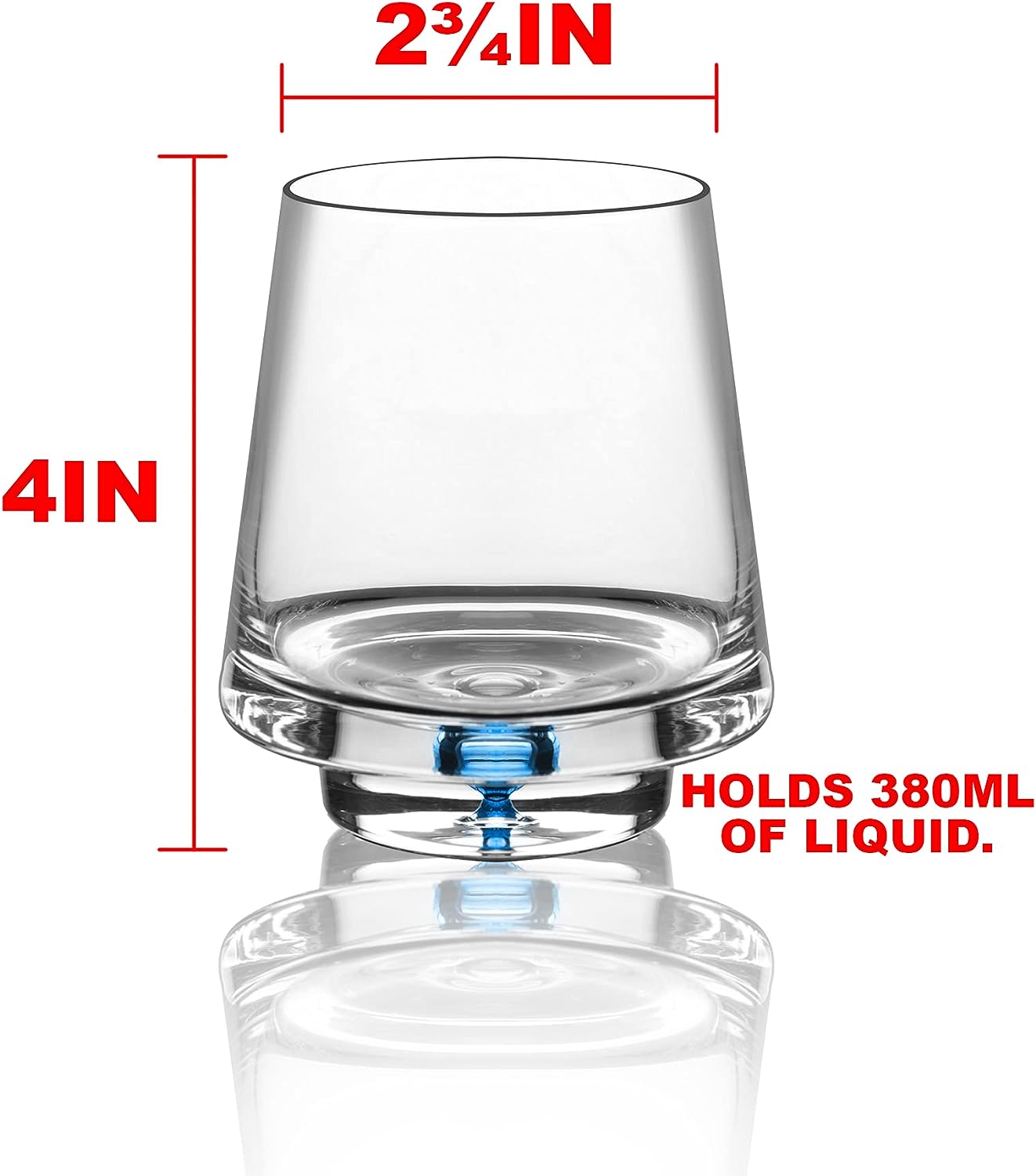 Crystal Bubble Base Whiskey Glass - 4 Color Set - 12.5oz