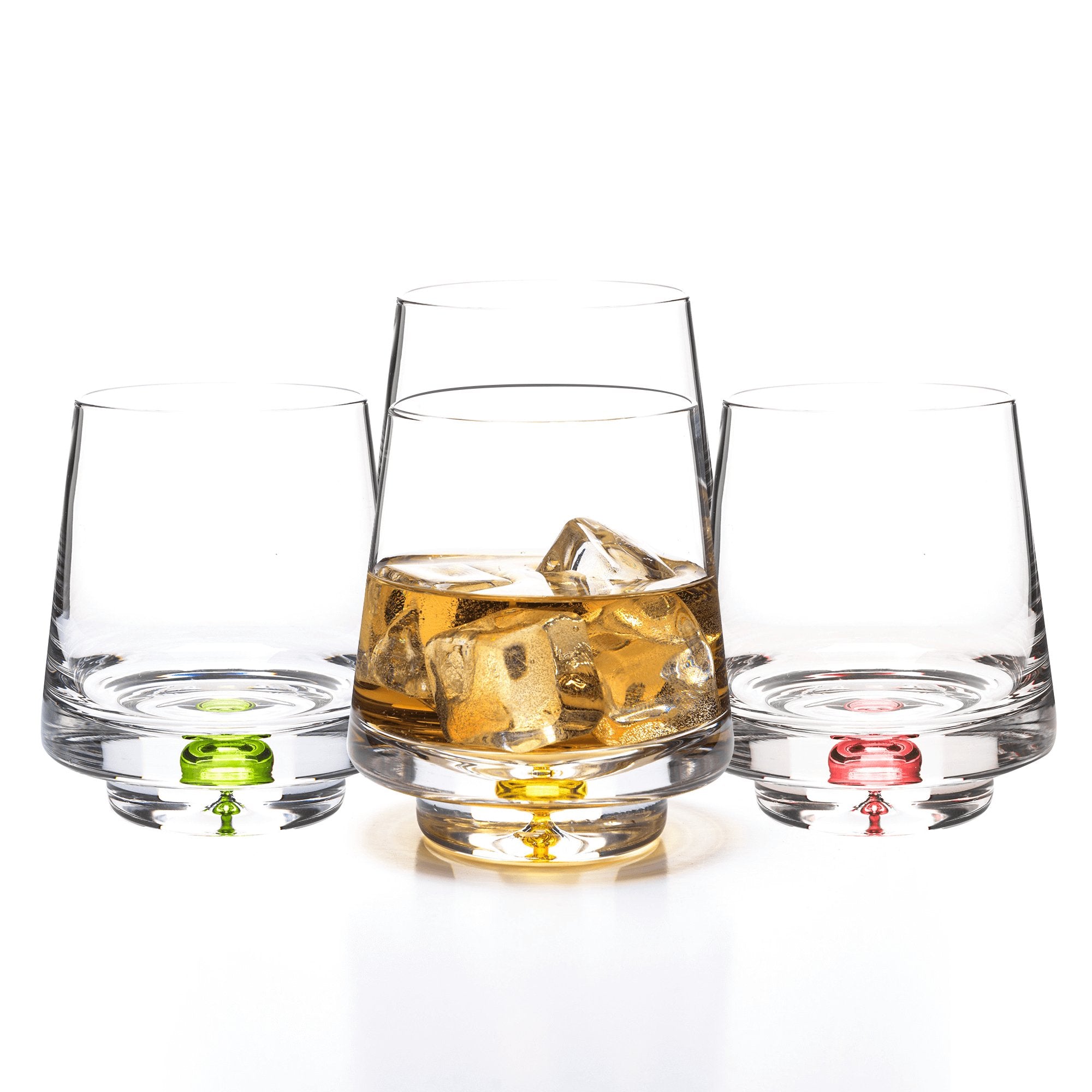 Crystal Bubble Base Whiskey Glass - 4 Color set