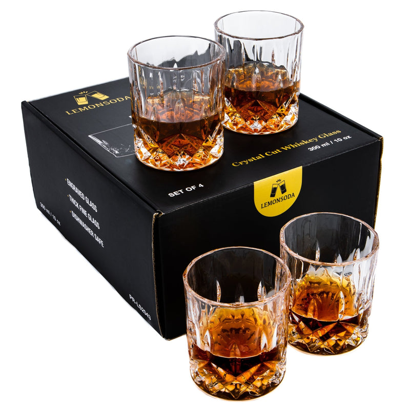 Old Fashioned Whiskey Glasses Set of 4 with Box