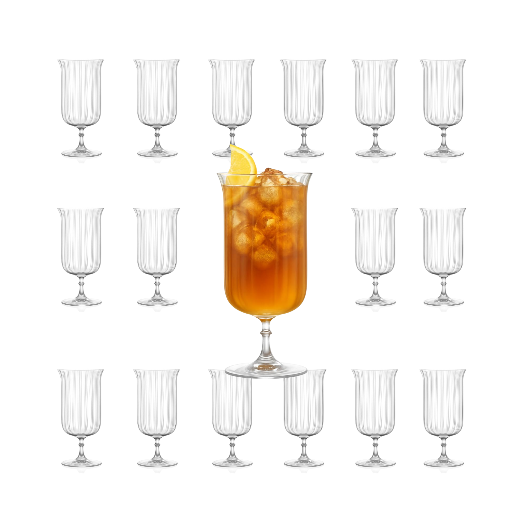 Rims Orient-Coupe Gin Sour/Long Island Ribbed Cocktail Glasses - (Deco)(11.5oz / 340mL)