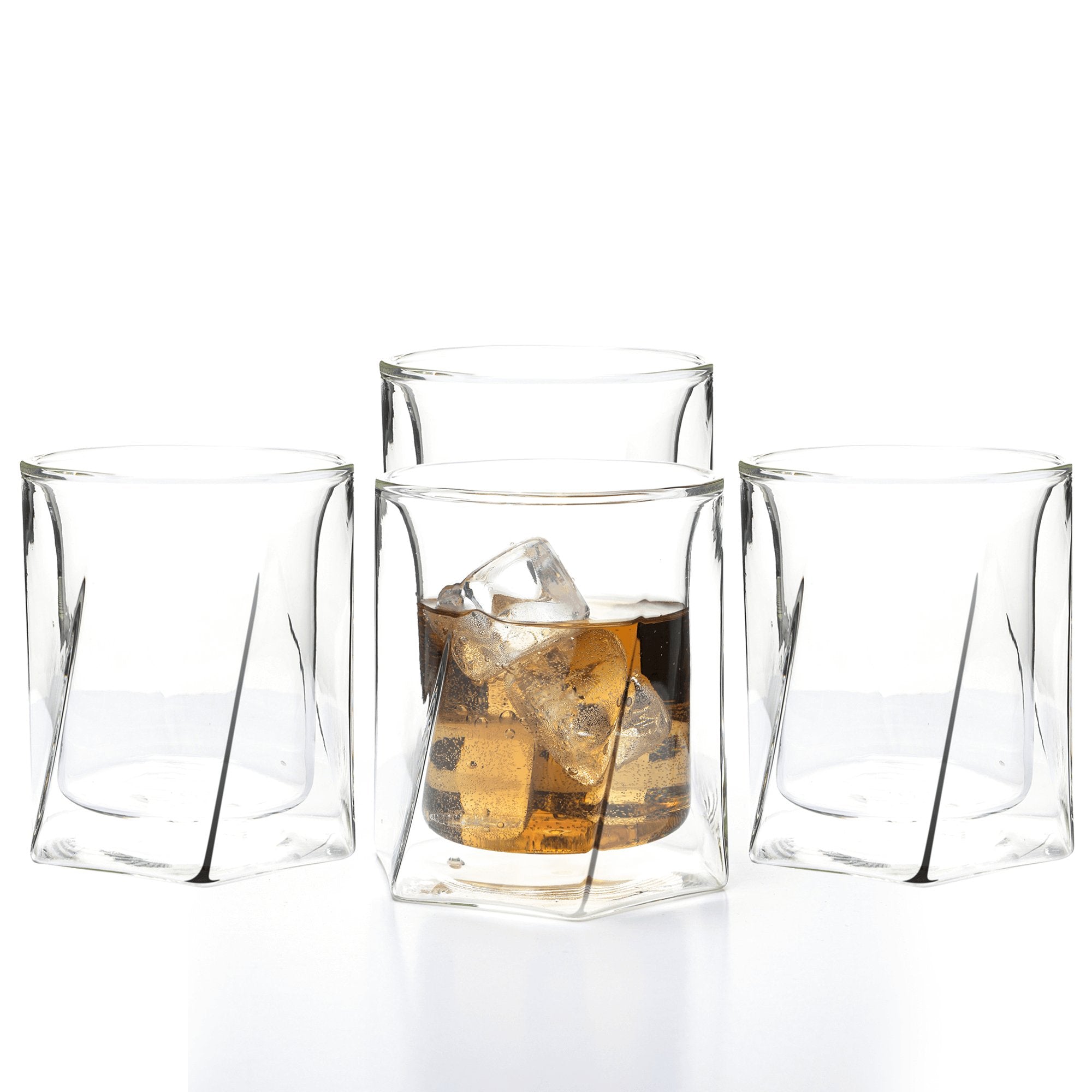 Double Wall Hexagon Whiskey Glasses - Set of 4