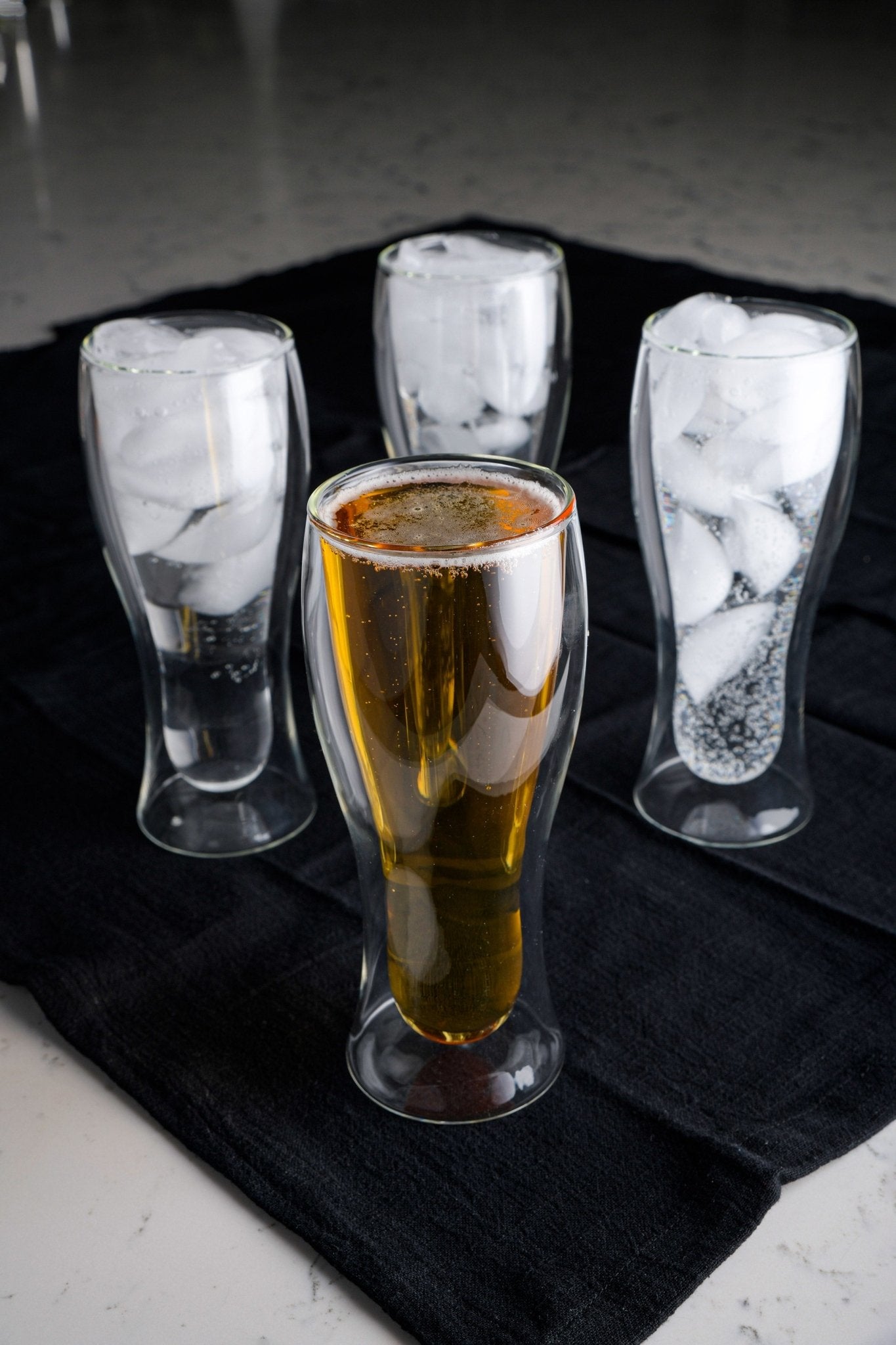 Double Walled Beer Drink Glass Mug - Set of 4 (Without Handle)