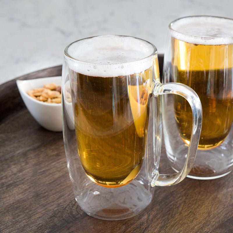 Double Walled Beer Drink Glass Mug with Handle