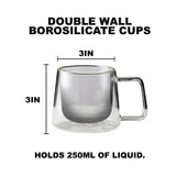 Borosilicate Double Walled Cups  - Size
