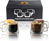Double Walled Glass Coffee Cups - Set of 4 By LemonSoda