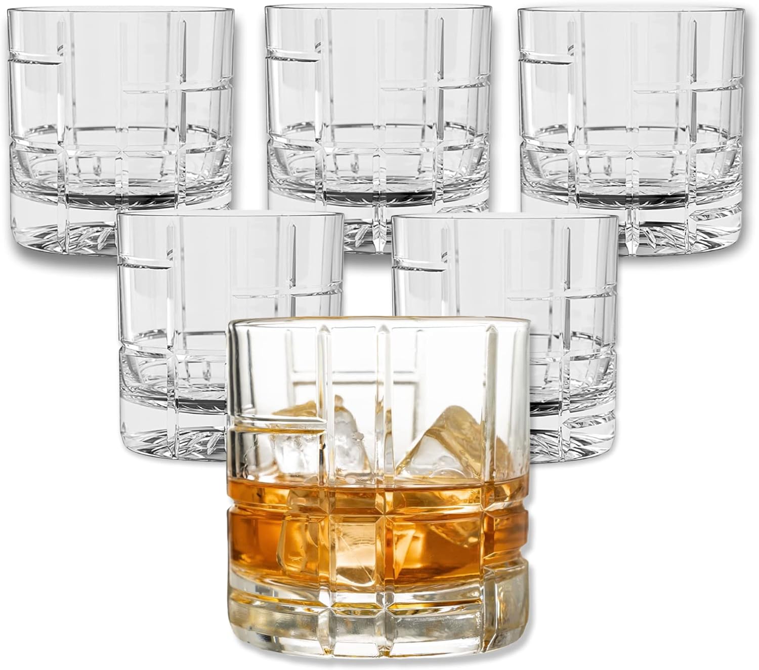 Premium Double Rocks Whiskey Glasses - Set of 6 Cocktail Glasses