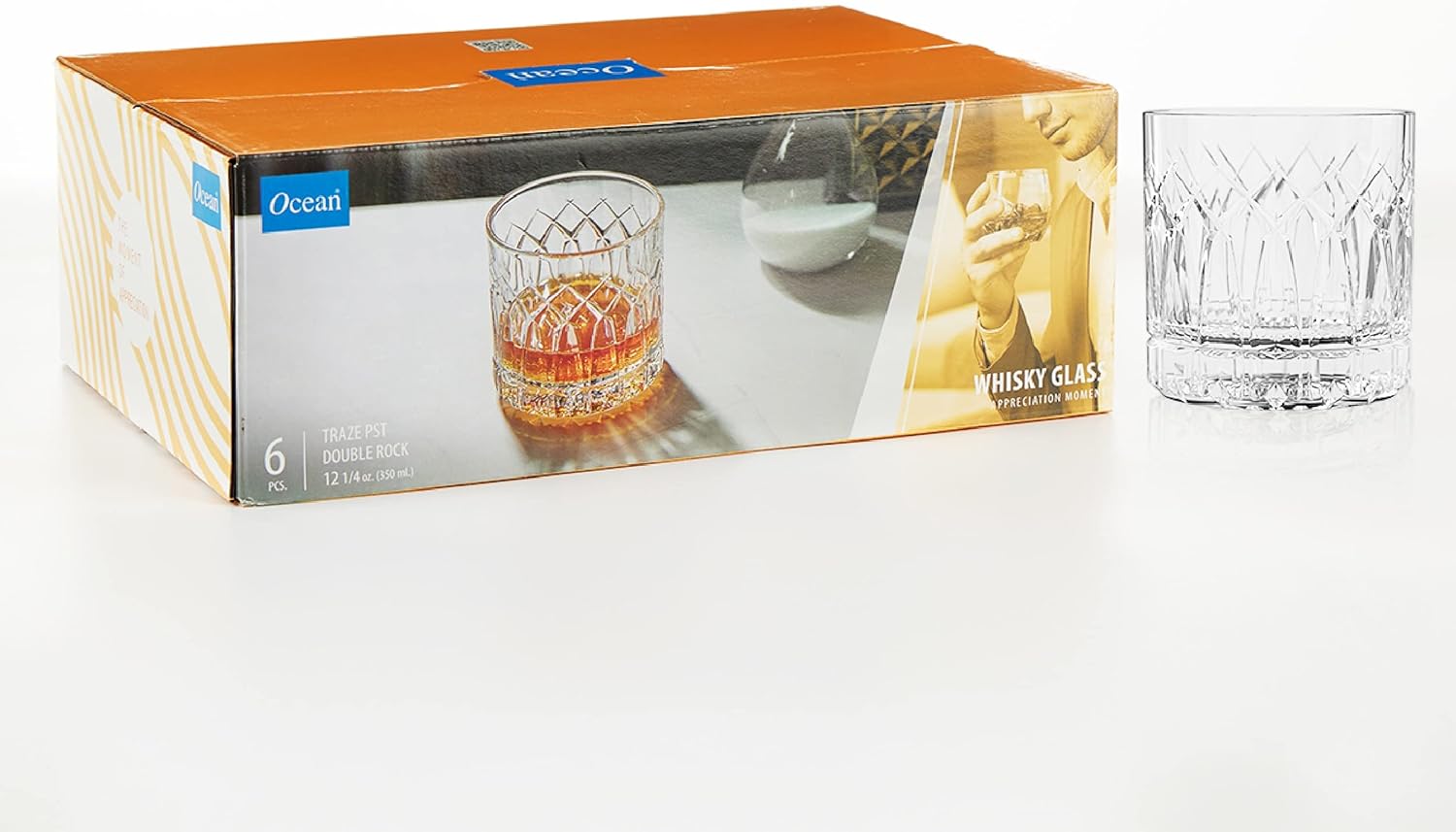 LEMONSODA Premium Double Rocks Whiskey Glasses - Set of 6 Cocktail Glasses - 12oz - Lemonsoda