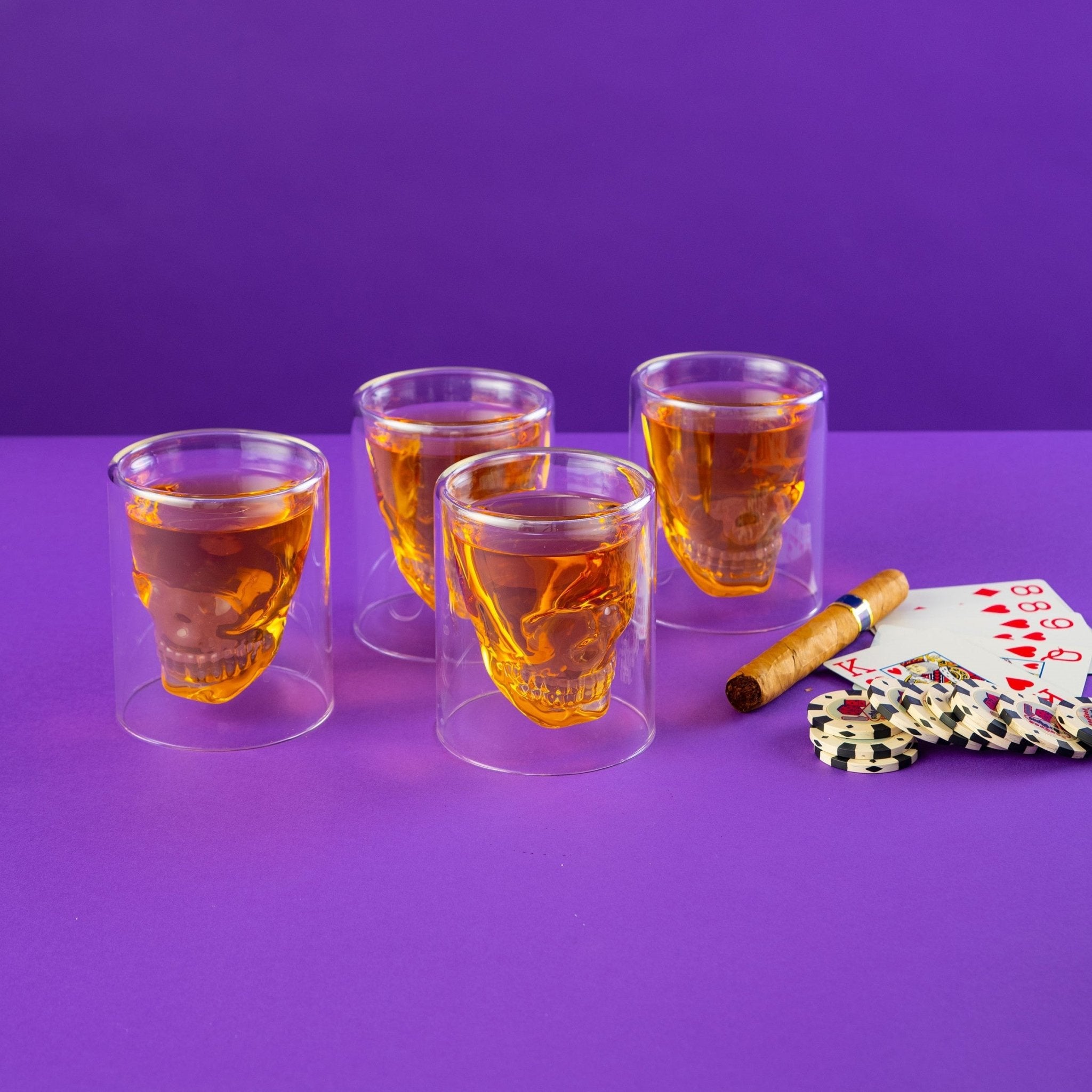 Old Fashioned Skull Glass for Cocktails - Set of 4