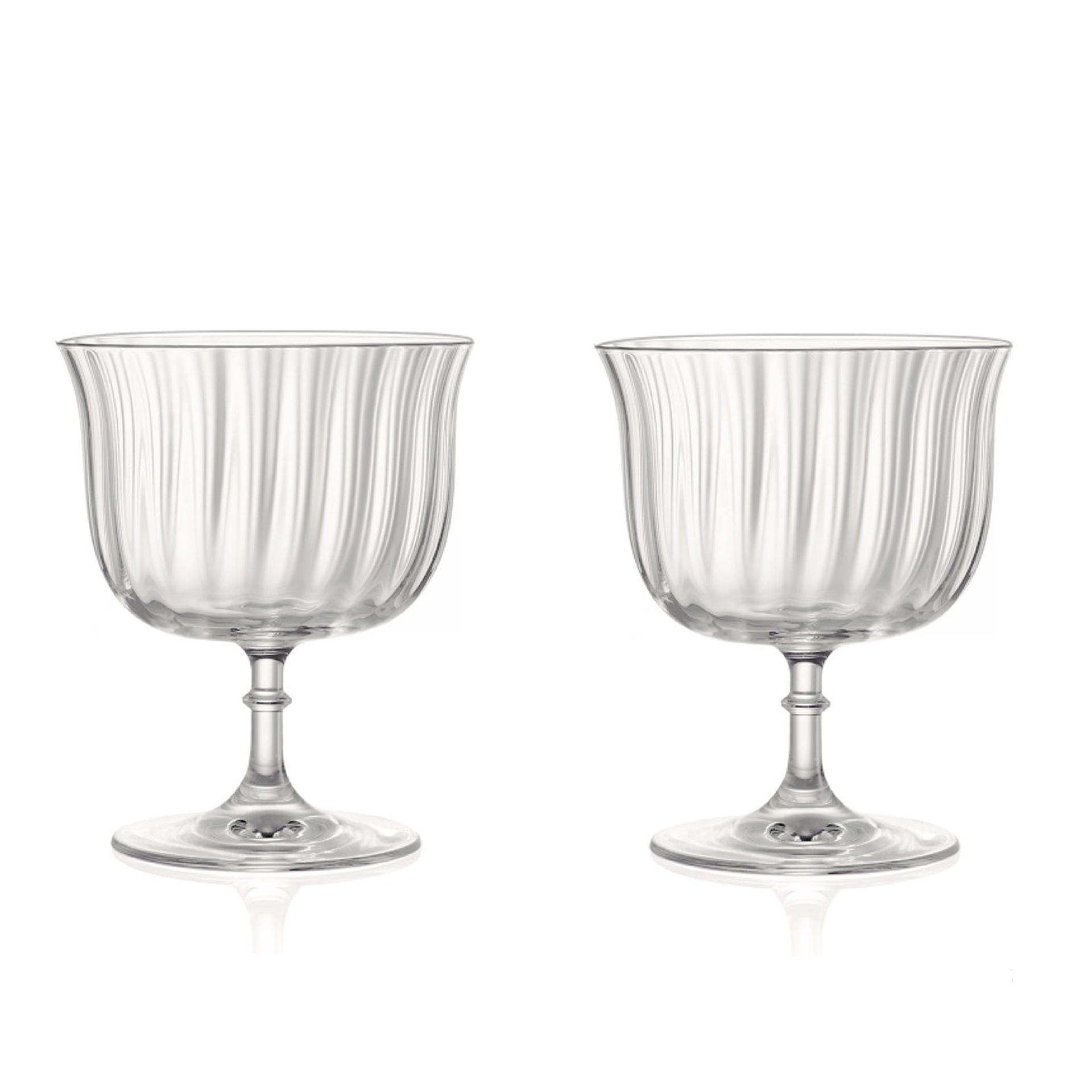 Rims Orient-Coupe Dessert/Paloma Ribbed Martini & Wine Glasses - (Lotus) - Set of 2 (270ml / 9.25oz)