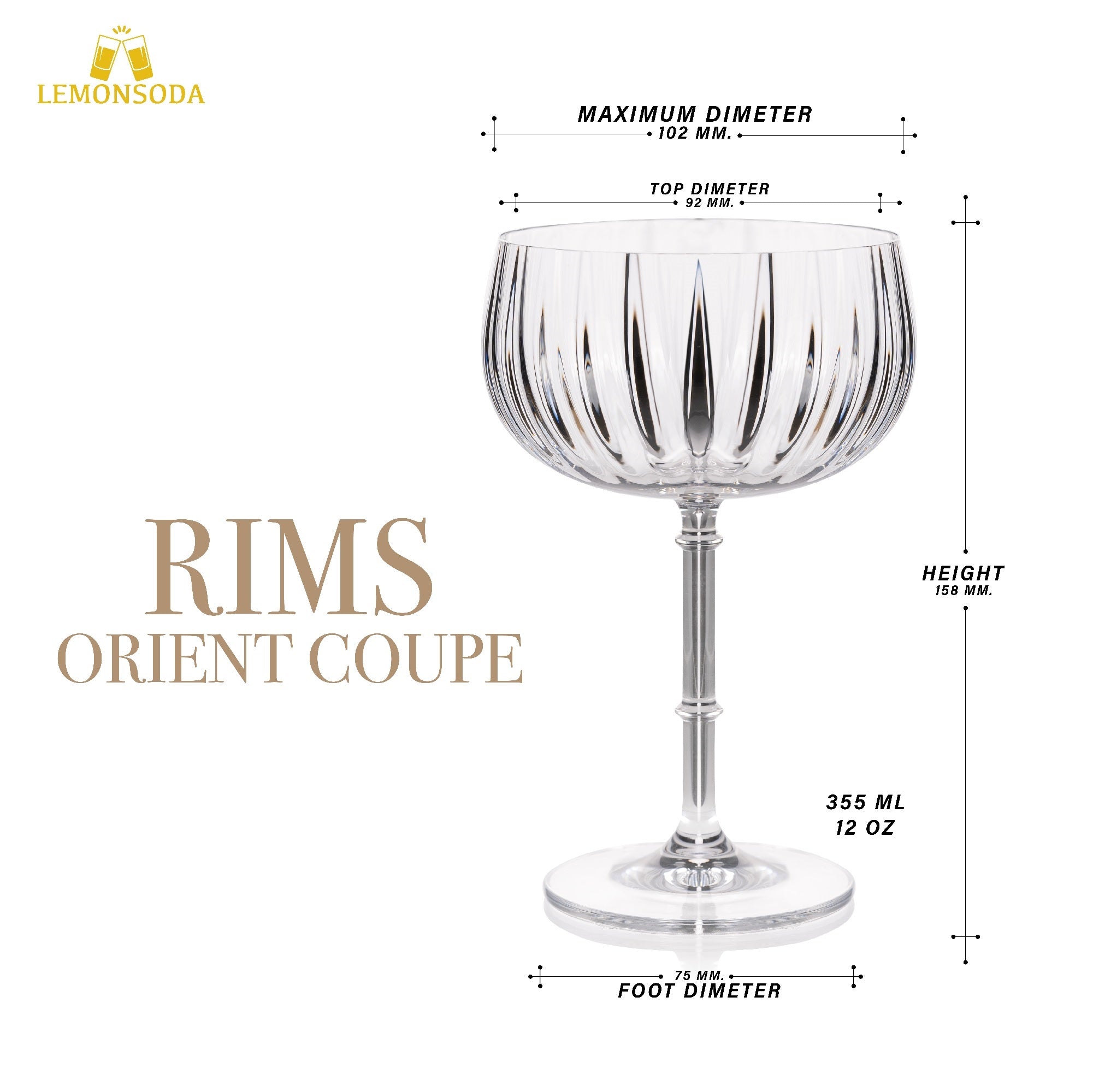 Rims Orient-Coupe Wine Glass - Size - 355ml / 12oz