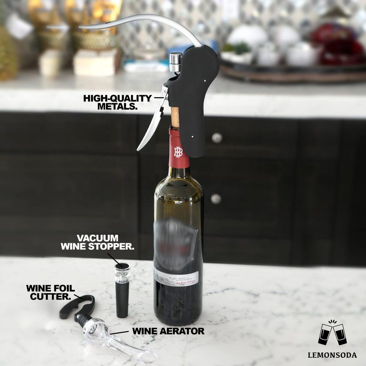 Screwpull Lever Wine Bottle Opener & Corkscrew Set for sale