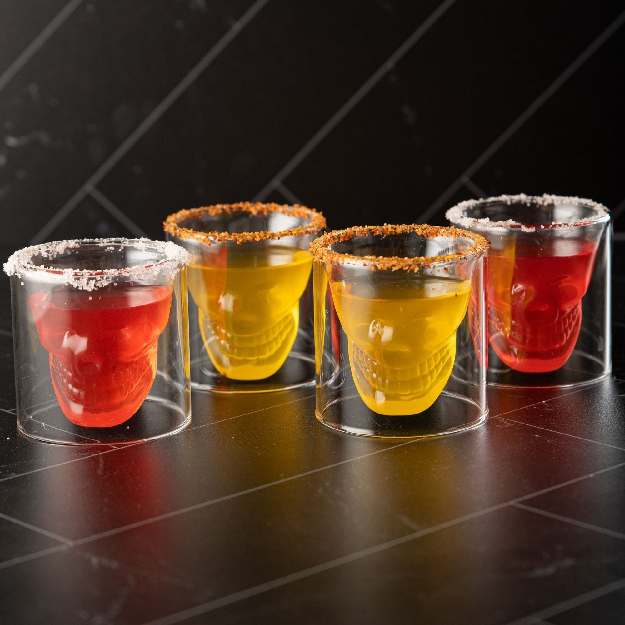 Skull Shot Glasses Set of 4 Perfect for Halloween Parties